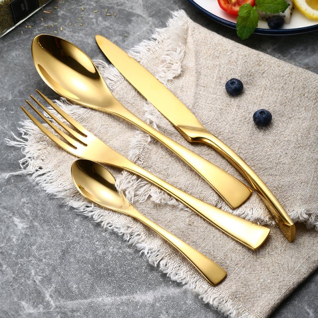 24-Piece Black Gold Silver Stainless Steel Flatware Set – Service for 6 - Image 2