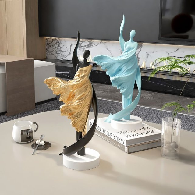 Modern Resin Dancing Woman Statue – Elegant Desktop Figurine for Home & Office - Image 3