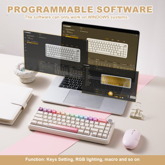 Beige Wireless Mechanical Keyboard – Tri-Mode, Hot Swappable, 65% Layout - Image 4