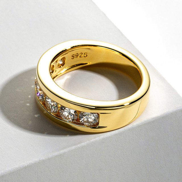 4mm Moissanite Engagement Ring for Men 925 Sterling Silver Wedding Band - Image 5