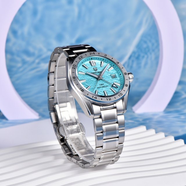 39mm Luxury Desert Texture GMT Automatic Watch with Sapphire Crystal & 10ATM - Image 3