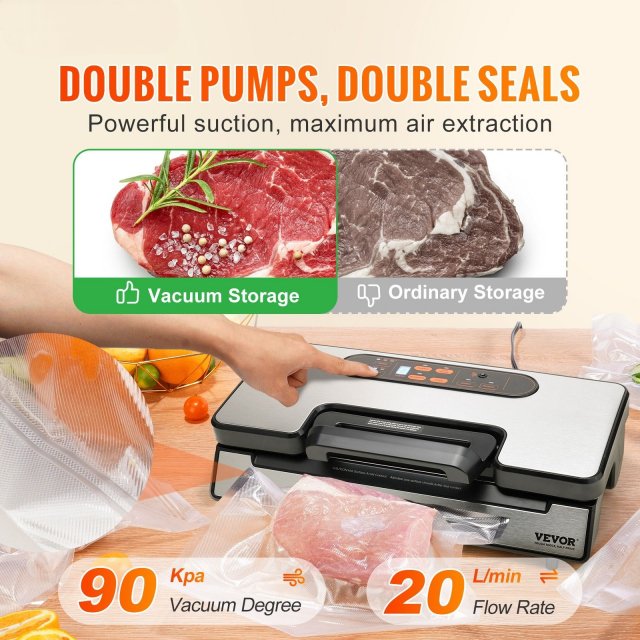 Powerful 90Kpa Vacuum Sealer Machine with Dual Pump & 10 Food Storage Bags - Image 5