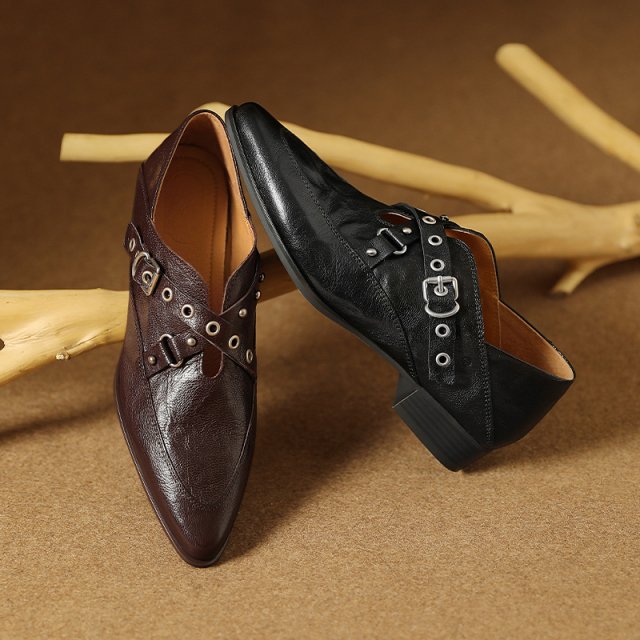 Elegant Leather Pointed Toe Pumps for Women – Mid Heel Office Shoes - Image 6