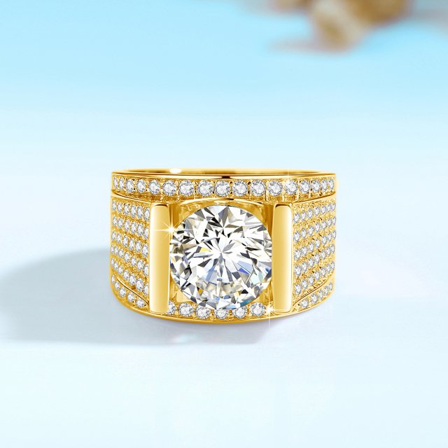 10mm 4ct Moissanite Men’s Gold Ring with Certificate – Chunky Hip Hop Wedding Jewelry - Image 3
