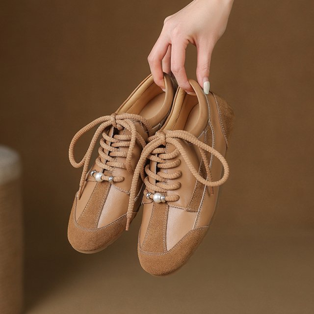 Women's Suede Leather Lace-Up Loafers - Image 3