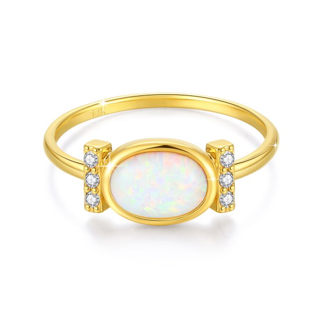 Luxury 14K Gold Opal Ring with 6x8mm Oval Stone for Women - Image 4