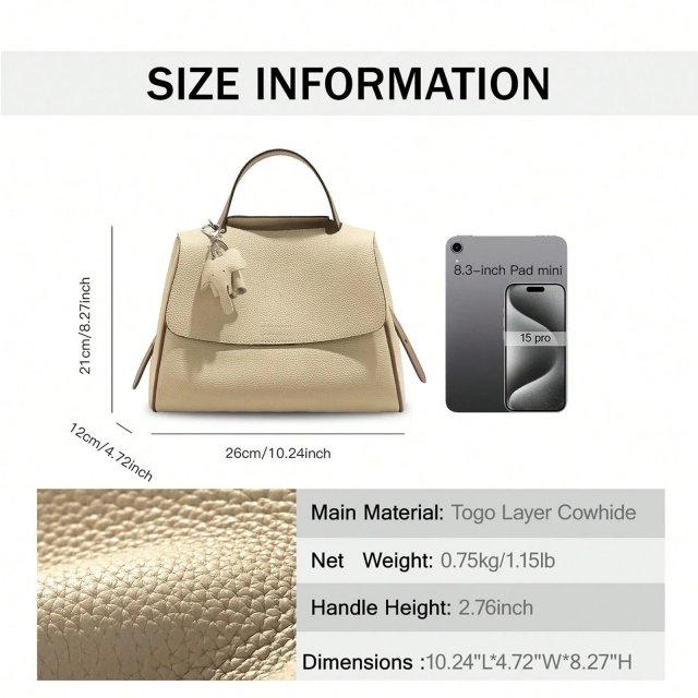 Genuine Leather Crossbody Tote Bag for Women – Versatile Fashion Satchel Purse - Image 5
