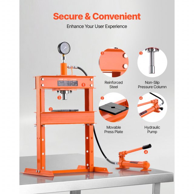 10 Ton Hydraulic Shop Press with Adjustable Worktable & H-Frame Base - Image 6