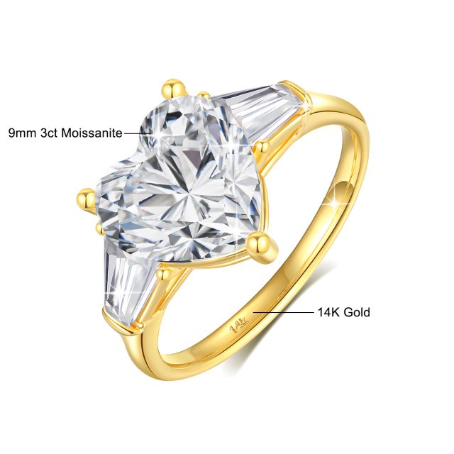 14K Gold Heart Cut Moissanite Ring 3ct for Women Engagement Wedding Jewelry - Image 7