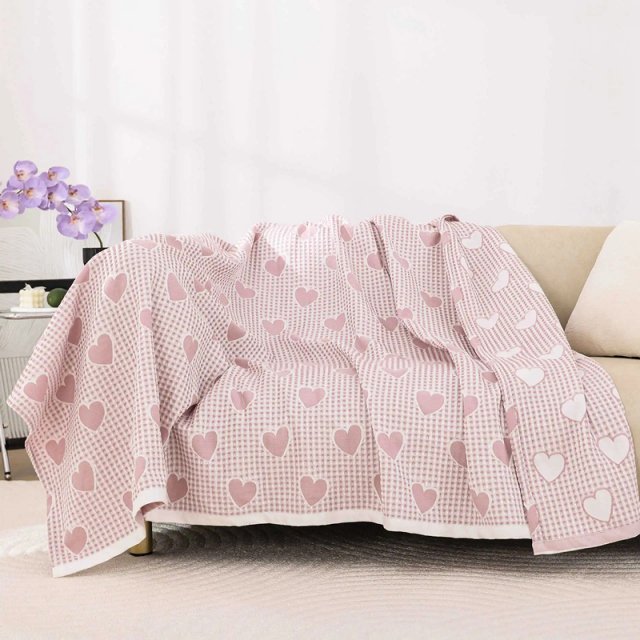 Waffle Heart Cotton Blanket - Image 6