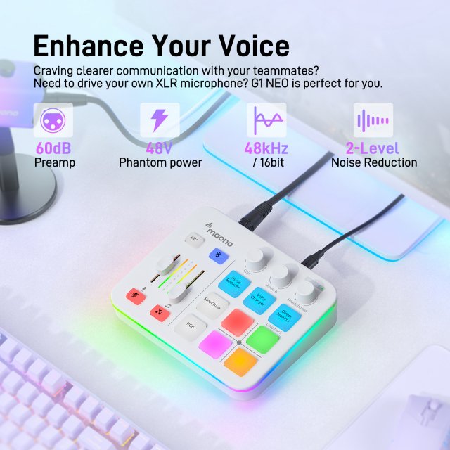 RGB Audio Mixer for Streaming, Gaming & Podcasts with XLR Interface, 4-Channel - Image 4