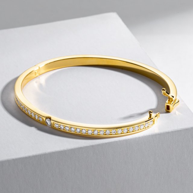 3mm Moissanite Tennis Bracelet for Women in 925 Sterling Silver with Gold Finish - Image 4