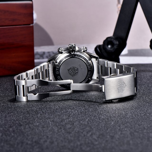 Luxury Men's Sports Chronograph Quartz Watch – Stainless Steel, 100M Waterproof - Image 3