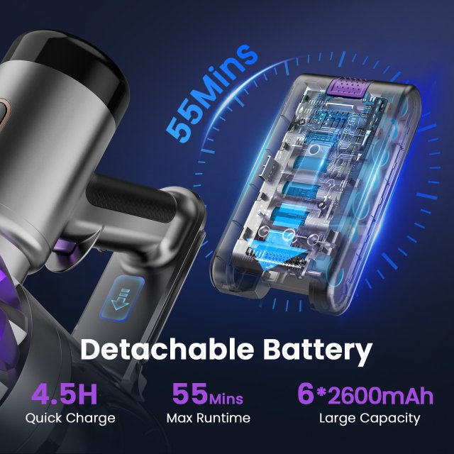 Cordless Stick Vacuum Cleaner with 30kPa Suction, LED Display & 55 Min Run - Image 4