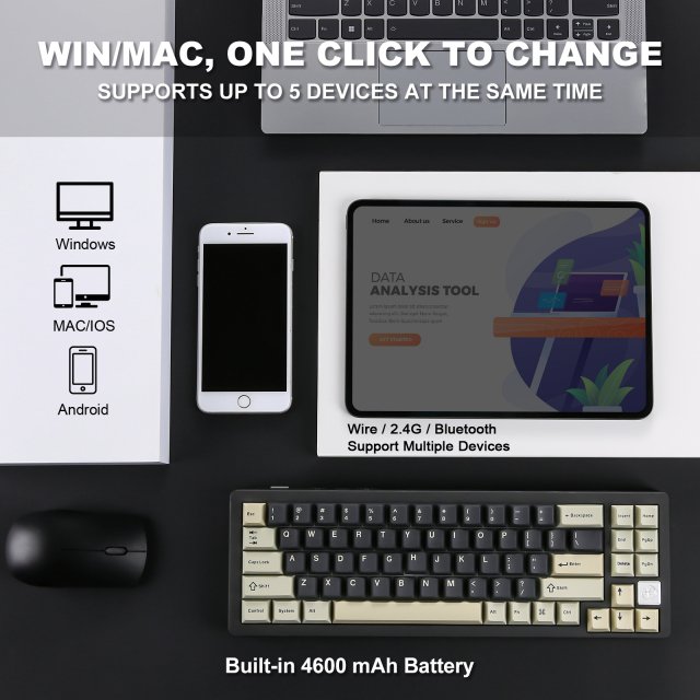 68% Hot Swappable Wireless Mechanical Keyboard - CNC Aluminum RGB Gaming - Image 5