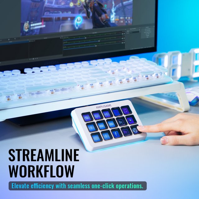 15-Key LCD Macro Stream Controller with RGB Lighting for Live Streaming & Editing - Image 6