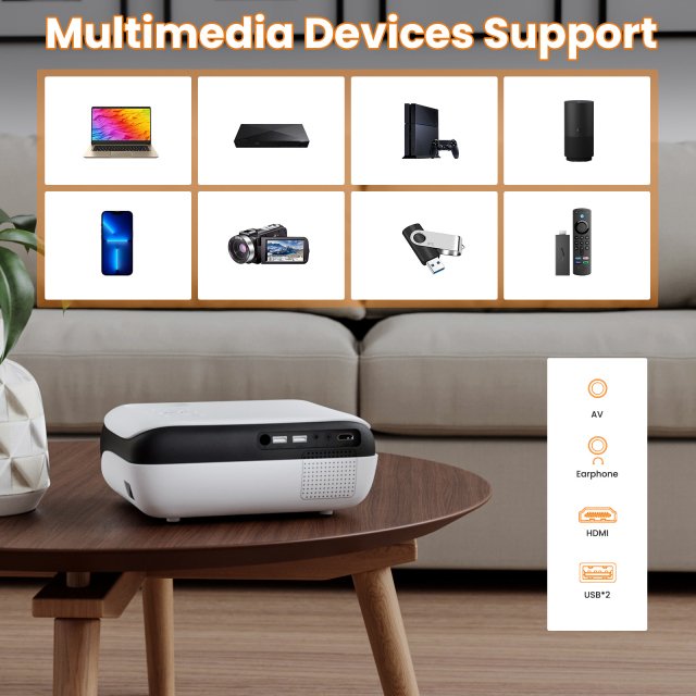 Portable 1080P Bluetooth Projector with Hi-Fi Speaker for Outdoor & Indoor Use - Image 5