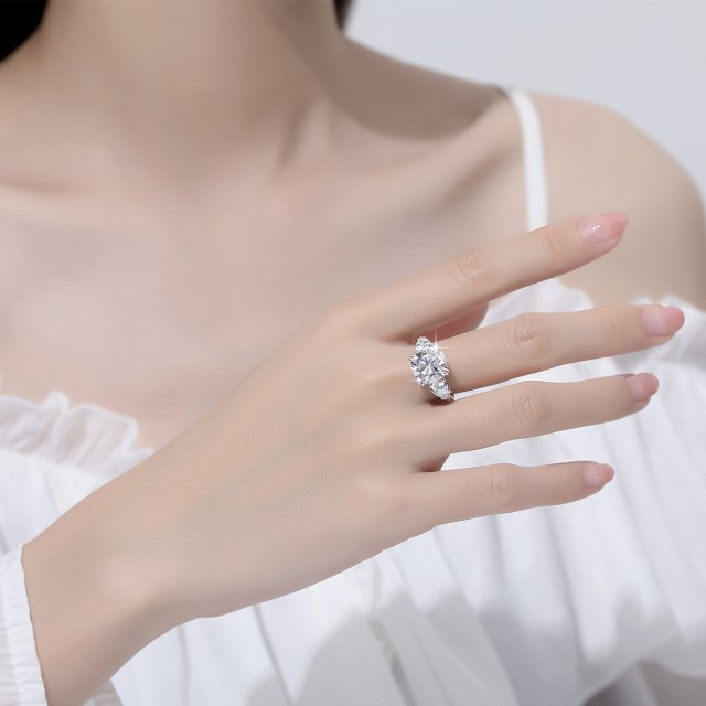 5 Carat Cushion Moissanite Ring for Women - D Color Sterling Silver Engagement Ring - Image 3