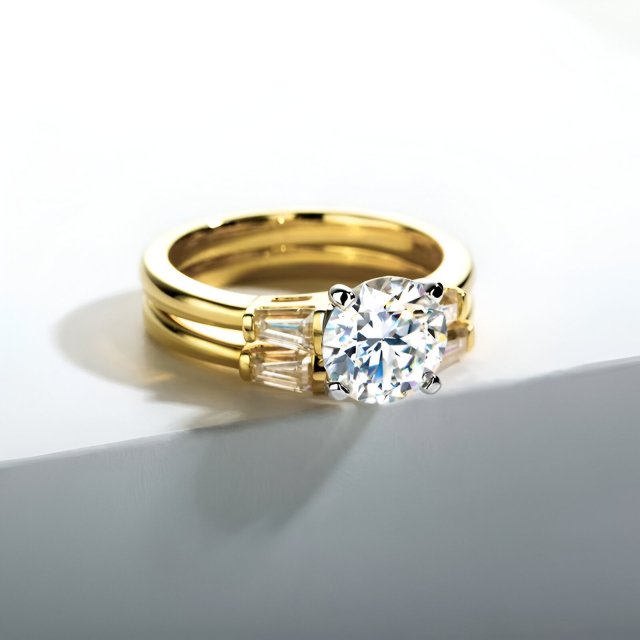 Moissanite Wedding Ring Set - Image 3