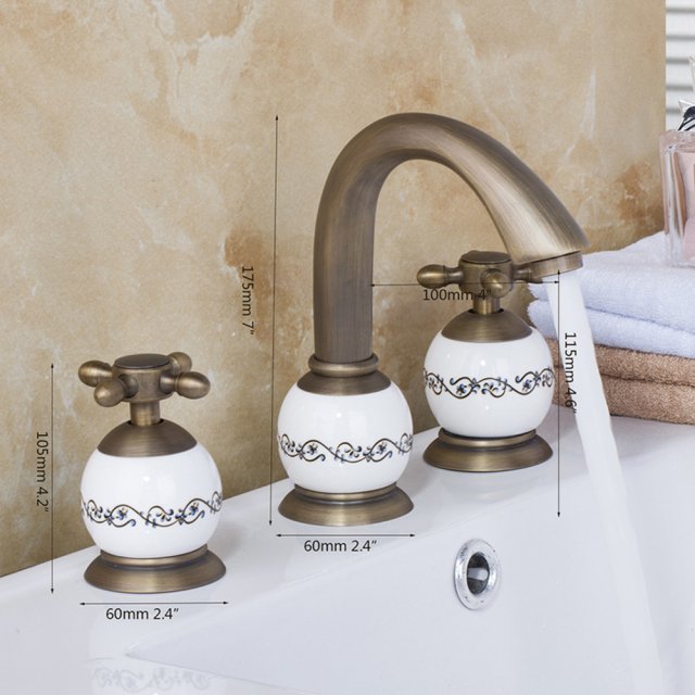 3-Piece Deck Mounted Bathroom Faucet Set with Dual Handles for Sink and Bathtub - Image 6