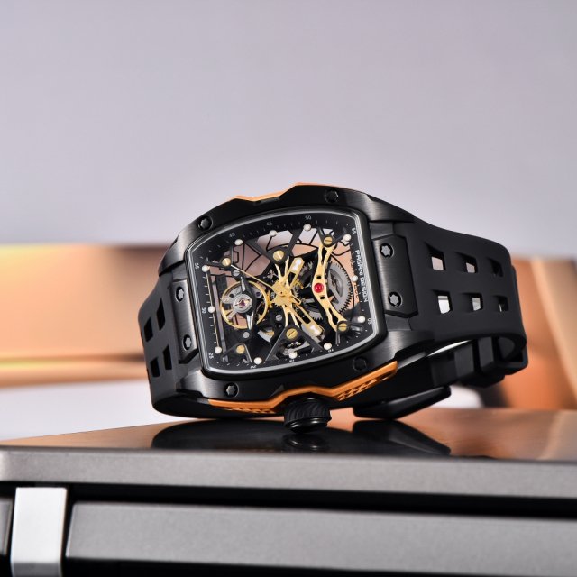 42MM Skeleton Automatic Watch with Sapphire Glass and Tonneau Case - Image 6