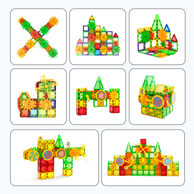 Magnetic Building Tiles Set with Gears - Image 6