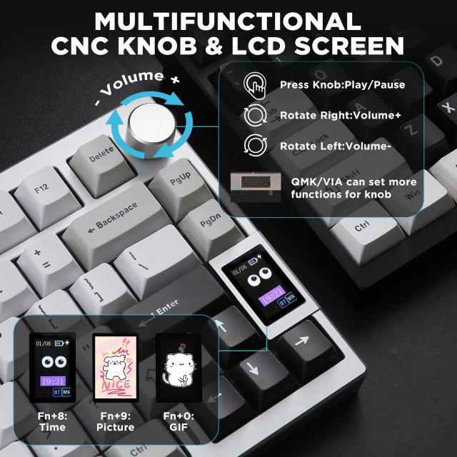 Wireless CNC Aluminum Mechanical Keyboard with LCD & Hot-Swap Switches - Image 6