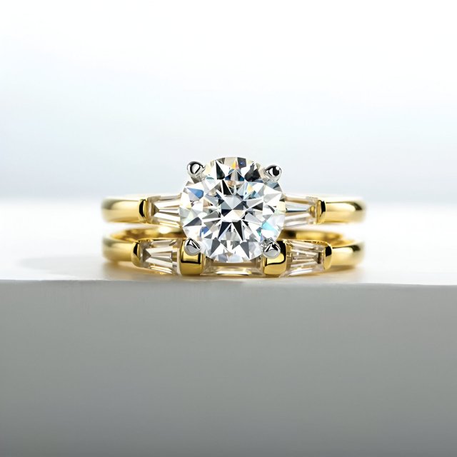 Moissanite Wedding Ring Set - Image 4