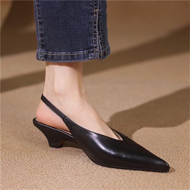 Chic Colorblock Party Heels – Mid Heel Open Back Sandals - Image 6
