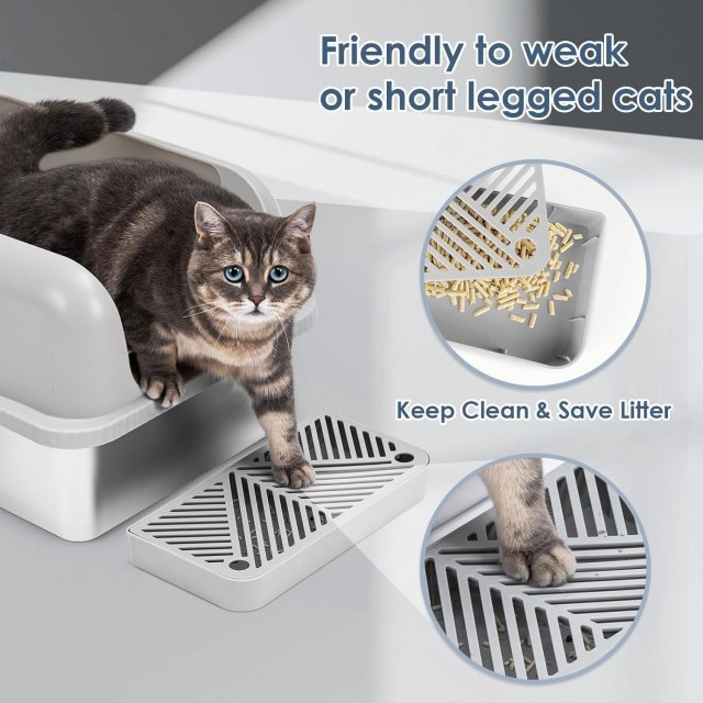 XL Enclosed Stainless Steel Cat Litter Box with High Walls & Lid for Big Cats - Image 4