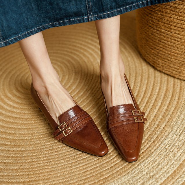2025 Spring Elegant Women’s Square Toe Oxford Heels – Genuine Leather Pumps - Image 5