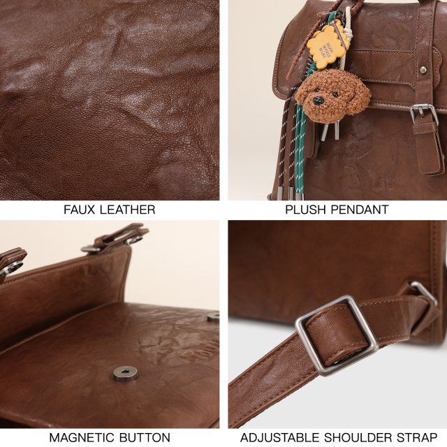 Retro Brown Leather Backpack - Image 4