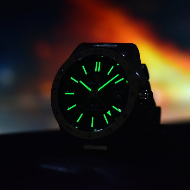 39mm Luxury Desert Texture GMT Automatic Watch with Sapphire Crystal & 10ATM - Image 5