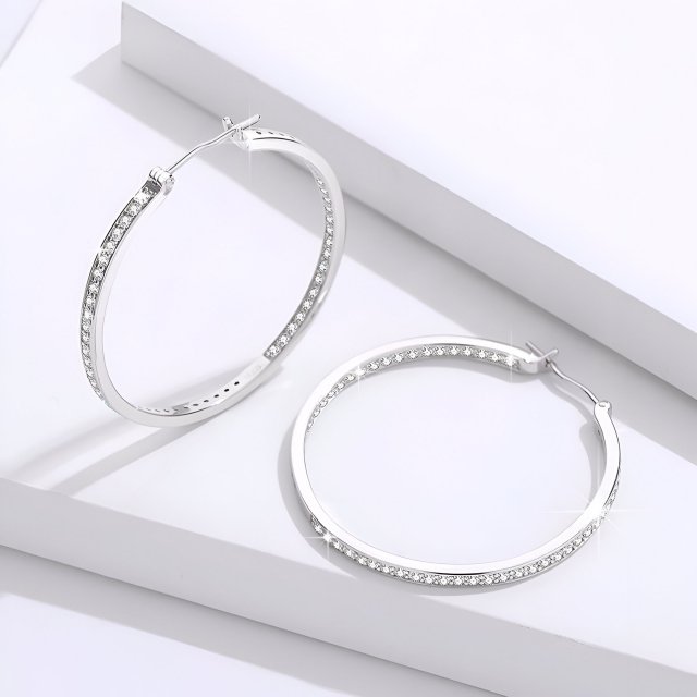 Trending 40mm Big Hoop Moissanite Earrings for Women - Luxury Silver 925 Party Jewelry - Image 3