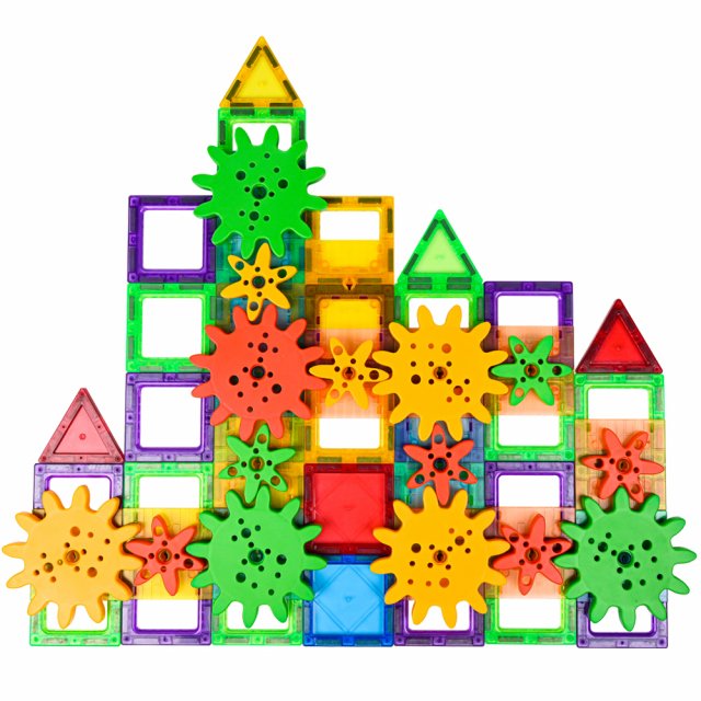 Magnetic Building Tiles Set with Gears - Image 4