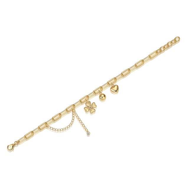 Moissanite Sterling Silver Bracelet with 18K Yellow Gold Plating - Image 4
