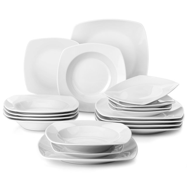 18-Piece Ceramic Porcelain Dinnerware Set – Service for 6 – Dinner, Soup & Dessert Plates - Image 6