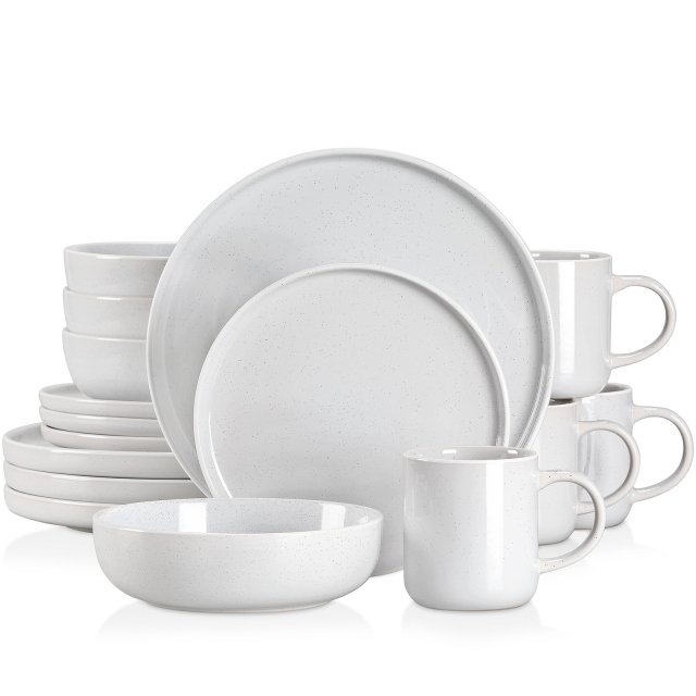 16-Piece Stoneware Dinnerware Set with Mugs, Plates & Bowls – Elegant Ceramic Dishware - Image 6