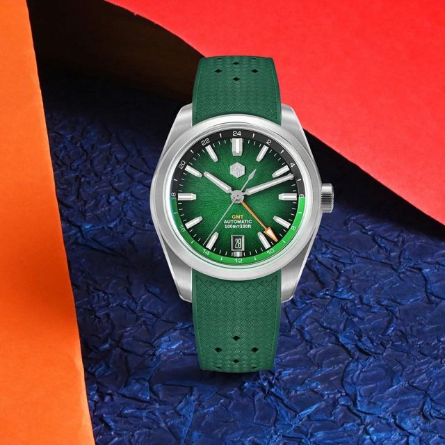 39mm Automatic GMT Watch with Enamel Dial and Sapphire Crystal Glass - Image 6