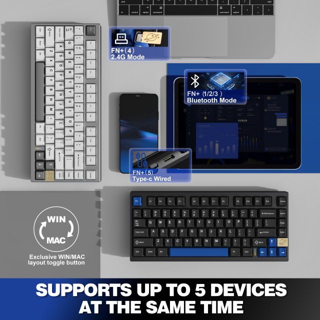 75% Aluminum Mechanical Gaming Keyboard - Hot Swappable, Wireless & Wired - Image 5