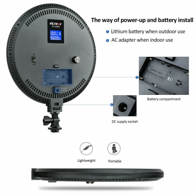 25W Dimmable LED Fill Light for Camera & Studio Photography with LCD Display - Image 5