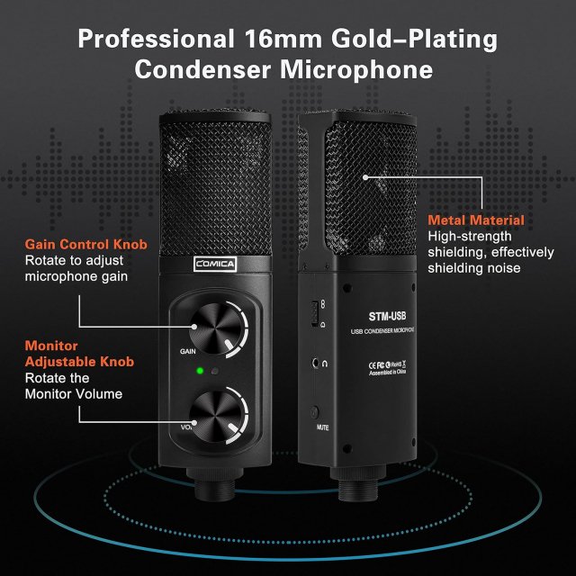 USB Condenser Microphone with Tripod Stand - Image 3