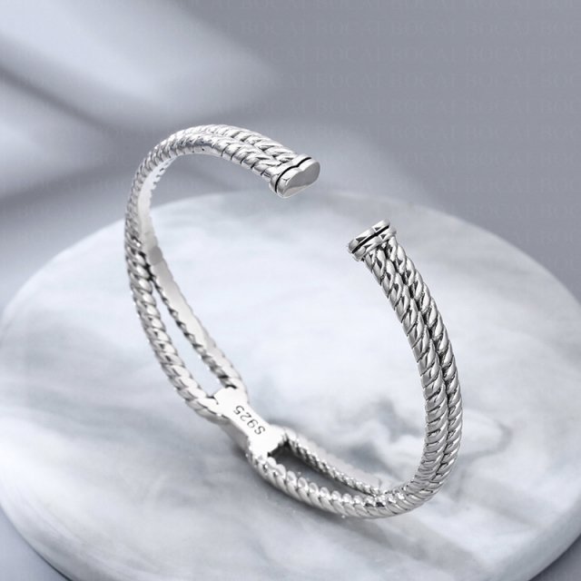 Sterling Silver Rope Knot Cuff Bracelet - Image 5