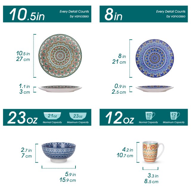Bohemian Mandala Ceramic Dinnerware Set – Porcelain Plates, Bowls, Mugs - Image 6