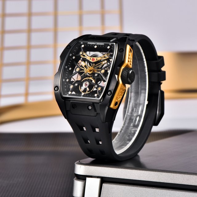 42MM Skeleton Automatic Watch with Sapphire Glass and Tonneau Case - Image 7