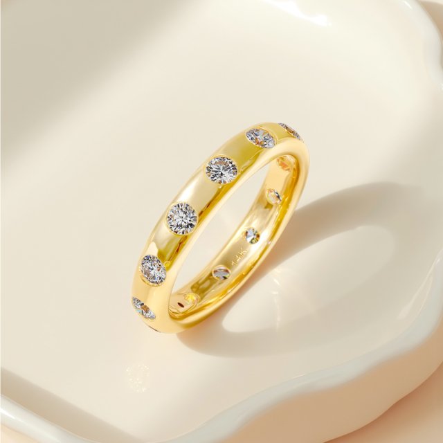 14K Gold Moissanite Wedding Ring for Women – Real AU585 Diamond Band Gift - Image 3