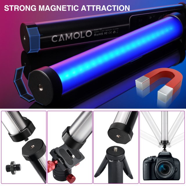 RGB Handheld Light Wand with Magnetic Mount and App Control - Image 3