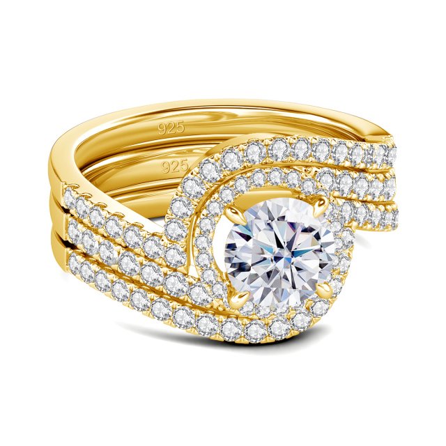 Elegant 2PCS Moissanite Engagement Ring Set - Image 4