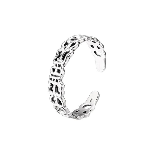 Sterling Silver Cuff Bracelet with Hollow Letter Design - Image 6