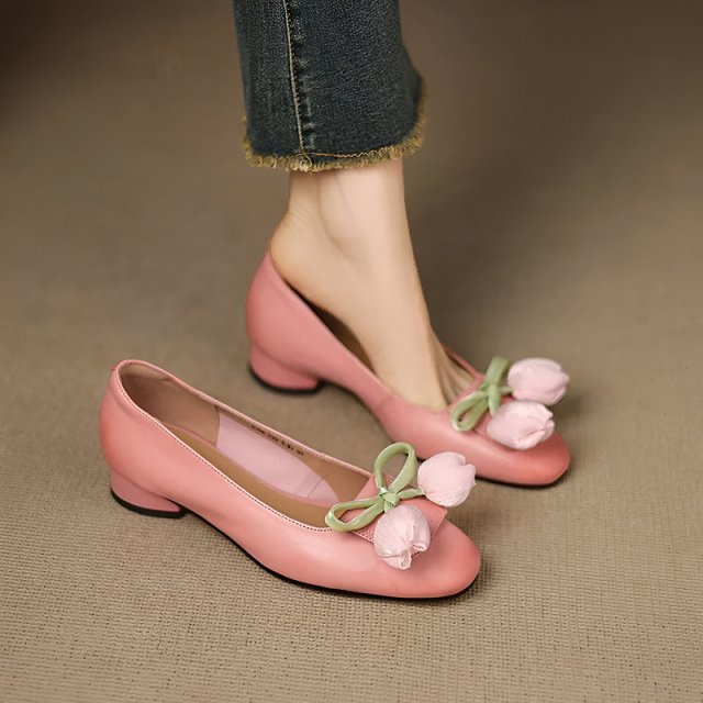 Genuine Cow Leather Loafers for Women with Butterfly Knot and Round Toe - Image 5